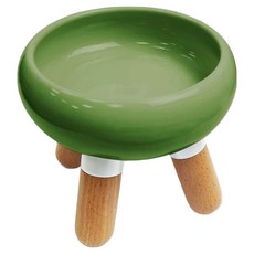 YSS Dog&Cat 童話森林 蘑菇平口 高腳瓷碗, 1個, 綠色