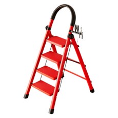 小麥購物 碳鋼伸縮折疊加厚兩用人字梯 L1461 吉利紅四步梯, 1個