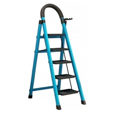 小麥購物 多功能加厚可折疊伸縮便攜人字梯 L1459 藍色五步梯, 1個