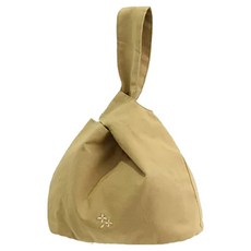 SABU HIROMORI 淡色銀離子塗層和風小花刺繡三角便當提袋野餐袋, 1個, 米色