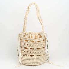 MystiKotita Inner Garden 網袋 Fettuccine 寬扁紗線編織包 DIY 材料包, 象牙白, 1個