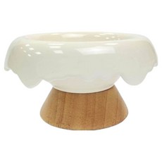 YSS Dog&Cat 職人木匠 童話森林噴泉 兩用原木瓷碗, 1個, 米色