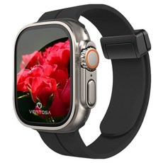 VENTOSA Apple Watch 錶帶 矽膠磁吸錶帶, 黑色
