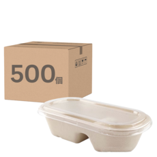 萬福 植纖雙格橢圓餐盒 1L, 50個裝, 10套