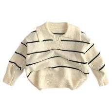 Iyumong 兒童 Tomoa 條紋翻領長袖針織衫