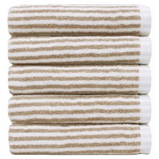 AMENITY TOWEL 30支棉飯店條紋毛巾 150g, 棕色, 5個