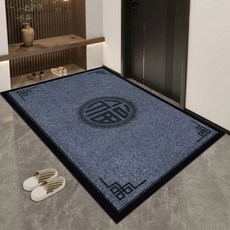 AFAMIC 艾法 3D雕花刮泥吸水 玄關腳踏墊/滌綸圈絨鐳射地墊, 圓福吉祥灰, 1個