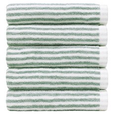 AMENITY TOWEL 30支棉飯店條紋毛巾 150g, 綠色, 5個