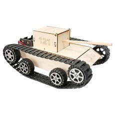 리브온 창의력 STEAM 목재 만들기 전차 입체퍼즐 200 x 95 mm, 혼합색상, 1개