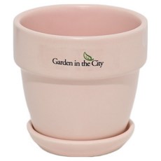 도시정원 모던 도자기 도토리 화분 + 받침 세트, 핑크, 1세트