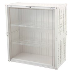 FAmILyLIFE 生活 貨櫃附燈3層磁吸門展示盒 白色 A-485-W, 1個