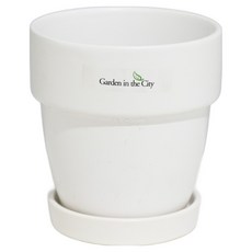 도시정원 모던 도자기 도토리 화분 + 받침 세트, 화이트, 1세트