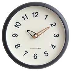 MJK 簡約現代風格圓形靜音時鐘 BRP838, 黑色