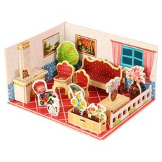 Dimis 立體拼圖組裝套件 部落 客廳, 1個, 34件, 混合色