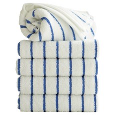 TowelToktok 時尚條紋飯店毛巾 190g 精梳棉, 5個, 藍色