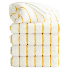 TowelToktok 時尚條紋飯店毛巾 190g 精梳棉, 5個, 橘色