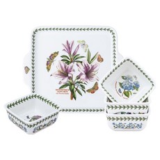 PORTmeIRION 波特玫琳恩 植物園方形上菜5件C套組, 1套, 混合色