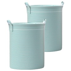 굿썸 편한 빨래 바구니 70g 2p, 그린 스트라이프핏