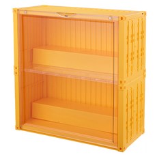 FAmILyLIFE 生活 貨櫃雙層階梯磁吸門展示盒 A-486-Y 黃色, 1個