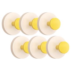 셀렉투유 다용도 초강력 흡착 후크 무타공 원형 걸이, 옐로우, 6개