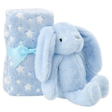 KiKimmy 新生兒禮盒 四季毯 + 安撫娃娃 MP-245B, 藍色