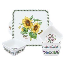 PORTmeIRION 波特玫琳恩 Botanic Garden 波塔尼花園刻紋上菜5件C套組, 1套, 混合色