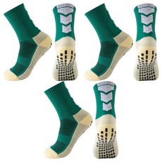 生活智慧 男士用防滑跑步運動足球襪 3雙組, 1套, 綠色