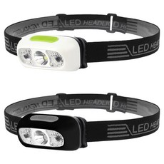 SELPA 夜行者專業級LED防水強光感應式頭燈, 2個, 白色 + 黑色