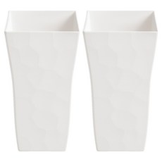 sixfarmers 堅固不規則石頭質感方形大型花盆, 2個, 白色