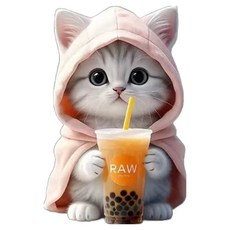 뉴토피아 귀여운 송풍구 클립형 고양이 아크릴 차량용 방향제, 1개, 버블티냥 핑크 후드캣