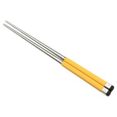 Bogen 兒童用方形雙色銀餐具筷子, 黃色, 單品