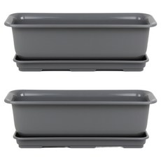 식스파머스 튼튼한 세라믹 느낌 베란다 야채 키우기 화분 + 받침대 세트 1호, 진그레이, 2세트