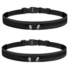 SJJANE 高級款雙袋跑步腰帶, 2個, 黑色