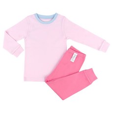 Maykids 女童用 粉紅粉彩 30支 羅紋 上下衣套組