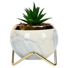 THEIA GLOW 金色立架多肉迷你花盆, 1個, 藍色(花盆)