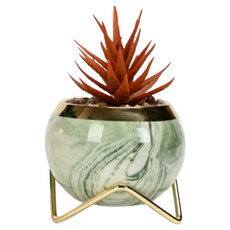 THEIA GLOW 金色立架多肉迷你花盆, 1個, 綠色(花盆)