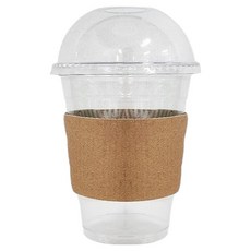 Iroul Saenghwal 透明PET冰杯 + 圓頂蓋 + 素色杯套組, 1套, 50入, 410ml