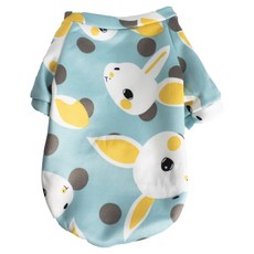 QIDINA 寵物卡哇依磨毛彈力保暖衣 I款, 藍色兔兔, 1個