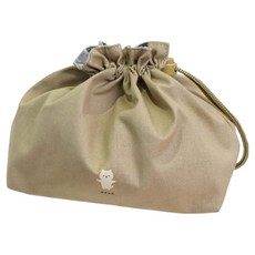 Sabu MOOMOO 可愛復古文青和風束口便當袋午餐袋, 1個, 牛奶貓 燕麥色