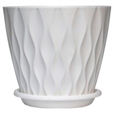 테이아 모던 다이아 플랜터 플라스틱 화분 + 받침 세트, 화이트, 1세트