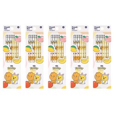 Kakao Friends Little Friends 水果橡皮擦鉛筆 2款 x 4入組 HB, 5套, Little Ryan, Little Muzi