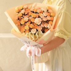 센트바스켓 조화 루미블룸 자나장미 100송이 자이언트 비누 꽃다발, 살구, 1개