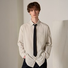 MIND BRIDGE 男士條紋Oversize棉質襯衫 MZWS61A3