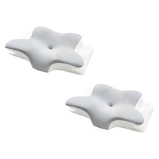 J-bedtime 床寢時光 護頸除鼾釋壓好眠蝶型記憶枕頭 Q9802-1, 2個, 涼感灰