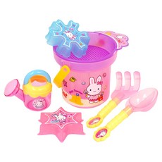 粉紅兔沙灘桶玩沙工具7件套, 1套, 290g, 顏色隨機