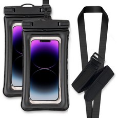 GOOSPERY 頂級四重鎖定氣囊手機防水袋 + 頸掛繩 + 臂帶組合, 黑色, 2套