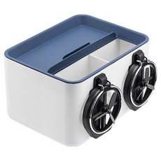 小麥購物 多功能車用杯架面紙收納盒 L2970, 藍色, 1個