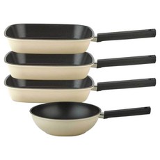 퀸센스 샌드 후라이팬 세트 4개, 베이지, 사각팬 27cm 3p + 궁중팬 24cm, 1세트