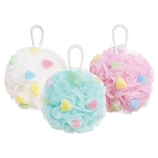 Livemore 泡泡海綿沐浴球3件組, 1套, 白色 + 粉紅色 + 藍色