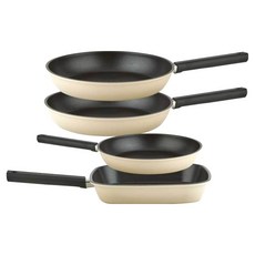 퀸센스 샌드 후라이팬 세트 4개, 베이지, 사각팬 27cm + 후라이팬 28cm 2p + 후라이팬 24cm, 1세트